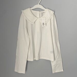 Janie and Jack Collared Long Sleeve Dressy Shirt Girls 11-12 White Cotton